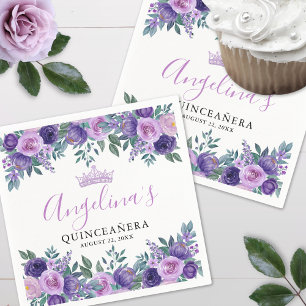 Floral Purple Quinceanera Napkin