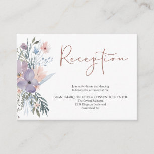 Floral Purple Rose Gold Wedding Reception Enclosure Card