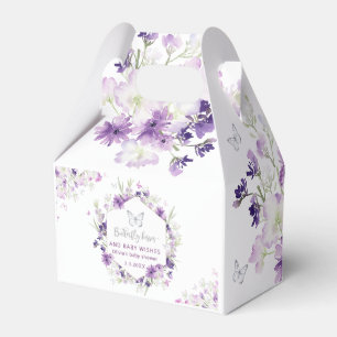 Floral purple silver butterfly baby shower favour box
