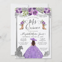 Floral Purple Silver Glam Horse Charra Quinceanera