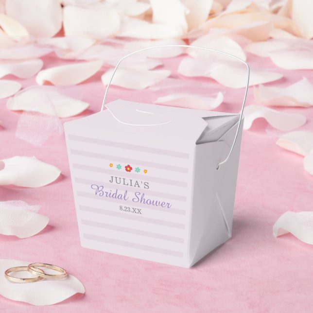 Floral Purple Stripes Bridal Shower Favour Box (Wedding)