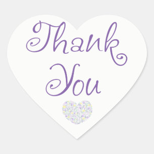 Floral Purple Thank You Heart Lavender Flowers Sticker