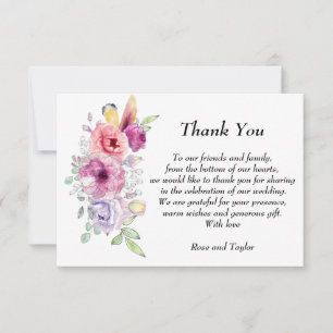 Floral. Purple,violet and pink watercolor flowers Thank You Card