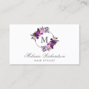 Floral Purple Violet Hair Stylist Appointment M Card