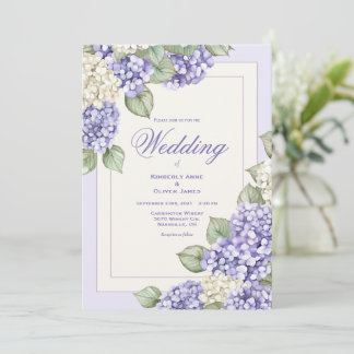 Floral Purple Watercolor Modern Wedding Invitation