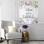 Floral Purple Welcome Bridal Shower BACKDROP Tapestry<br><div class="desc">Lovely welcome BACKDROP for bridal shower in bouquet design in watercolor (watercolour) green greenery,  lavender,  purple,  violet,  lilac,  blush pink,  peach,  white flower roses / peony on white background and black letters.  Perfect for hanging at party venue.   Makes great photo memories!  - choose size.</div>
