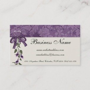 Floral Purple with Heart & Flowers Business Cards