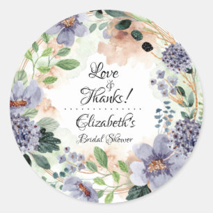 Floral Purple Wreath 'Bridal Shower Classic Round Sticker