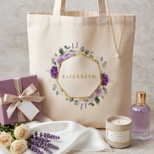 Floral Purple Wreath Bridesmaid Tote Bag