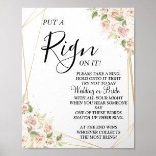 Floral Put a Ring bridal shower game sign