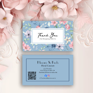 Floral QR Code Business Thank You Card Insert