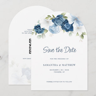 Floral QR Code Elegant Wedding Save the Date