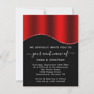 Floral QR Code Glitter Borders Red Wine Black