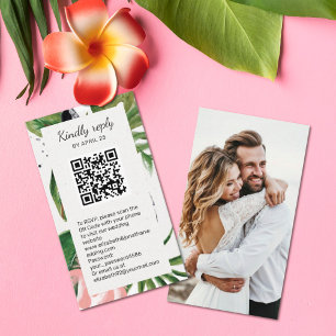 Floral QR Code photo online RSVP Enclosure  Card