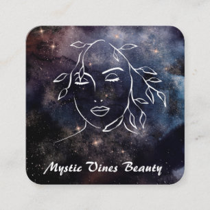 *~* Floral QR Cosmic Nebula Fantasy Goddess Square Business Card