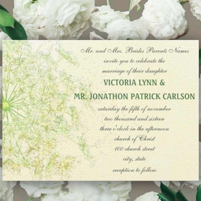 Floral Queen Anne's Lace Wedding Invitation (Creator Uploaded)