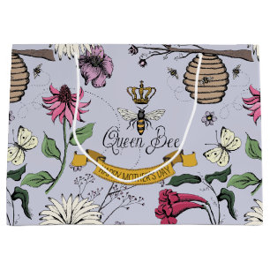 Floral Queen Bee Photo Large Gift Bag