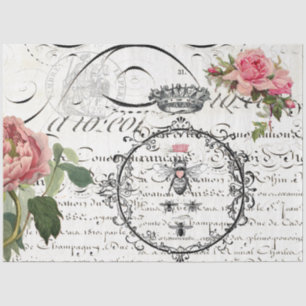 Floral Queen Bee Script Decoupage Paper