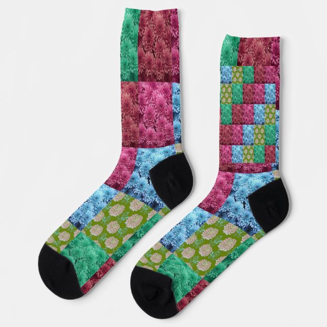 floral quilt design socks (Left)