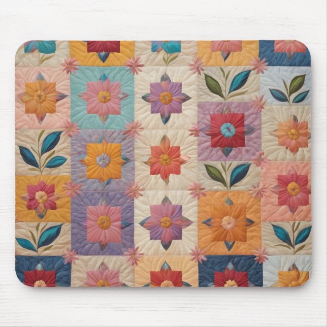 Floral quilt pattern mouse pad (Front)