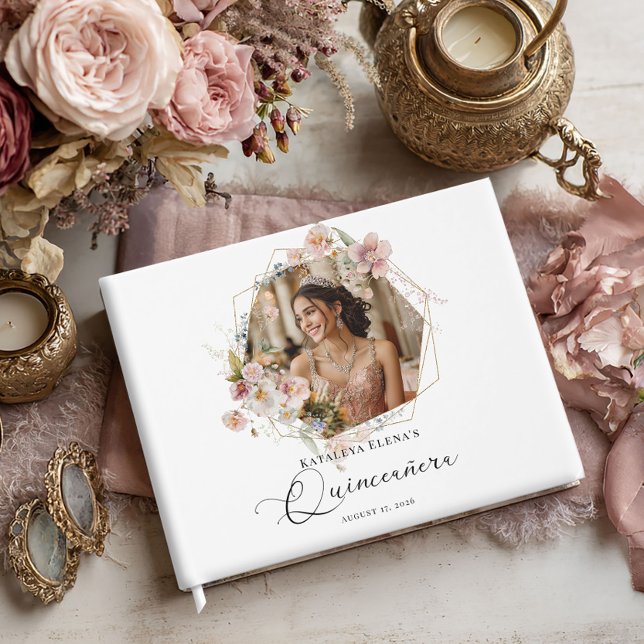 Floral Quinceanera photo Guest Book (Creator Uploaded)