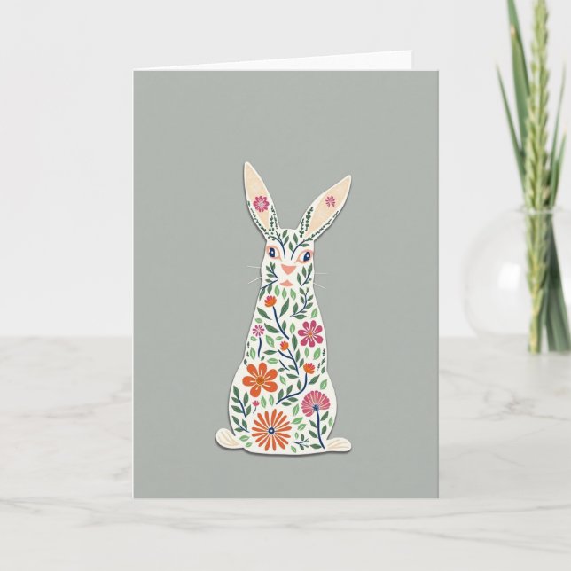 Floral Rabbit Art Card (Front)