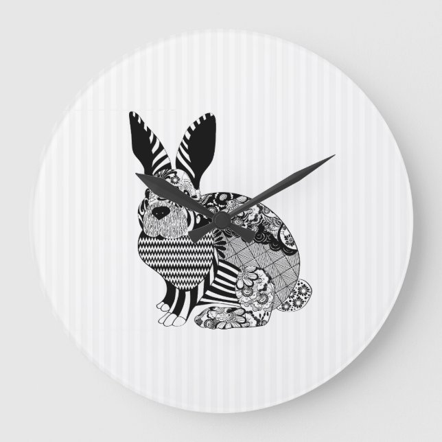 Floral Rabbit Large Clock (Front)
