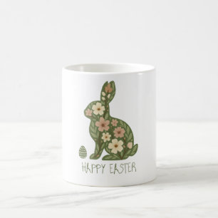 Floral Rabbit & Nature Eggs – Funny Easter Vibes Coffee Mug