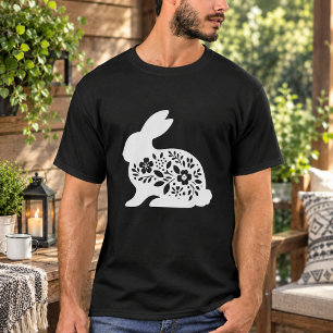Floral Rabbit Stencil Mug – Cute Bunny Coffee T-Shirt