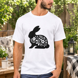 Floral Rabbit Stencil Mug – Cute Bunny Coffee T-Shirt