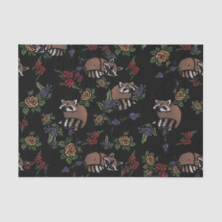 Floral Raccoons Cute Sleeping Racoon Pattern Tissue Paper
