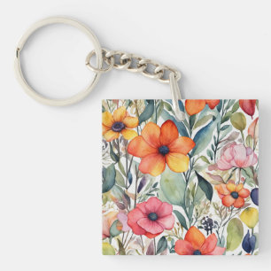 Floral Radiance: Vibrant Design Delights Key Ring