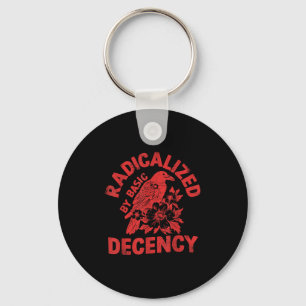 Floral Radicalized By Basic Decency Feminist Activ Key Ring