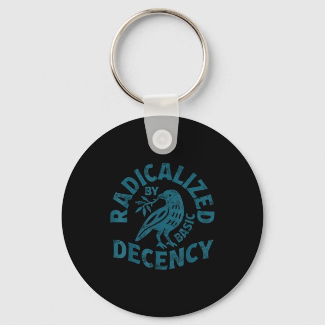Floral Radicalized By Basic Decency Feminist Activ Key Ring (Front)
