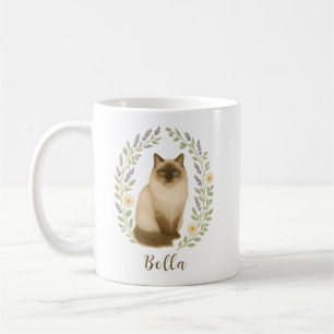 Floral Ragdoll Cat Frame Personalized Name Coffee Mug