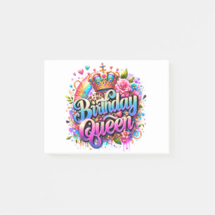 Floral Rainbow Birthday Queen Post-it Notes