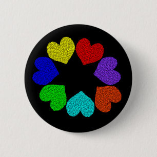 Floral Rainbow Love Hearts Button