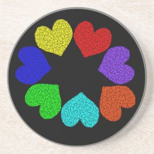 Floral Rainbow Love Hearts Coasters