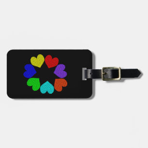 Floral Rainbow Love Hearts Custom Luggage Tag