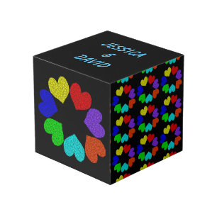 Floral Rainbow Love Hearts Custom Photo Cube