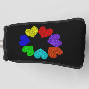 Floral Rainbow Love Hearts Golf Putter Cover
