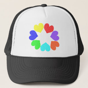 Floral Rainbow Love Hearts Hat