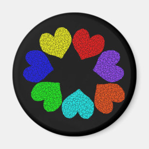 Floral Rainbow Love Hearts Magnet