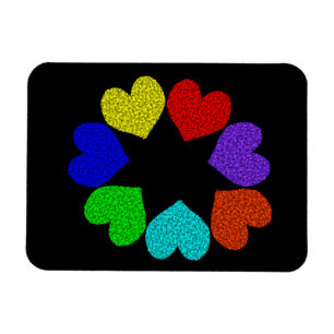 Floral Rainbow Love Hearts Magnet