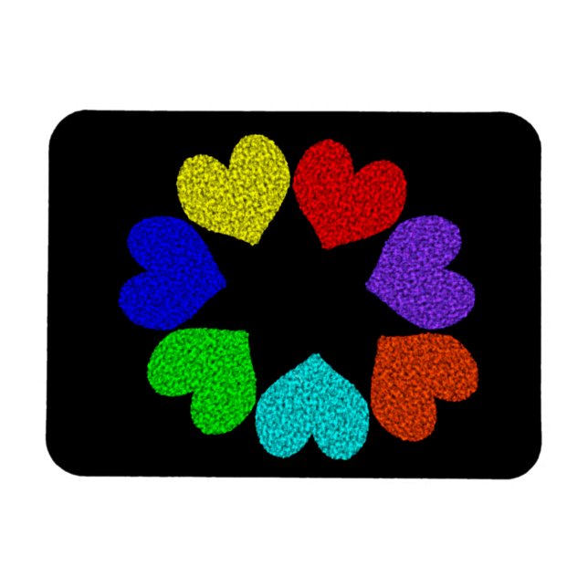 Floral Rainbow Love Hearts Magnet (Horizontal)