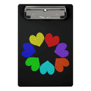 Floral Rainbow Love Hearts Mini Clipboard