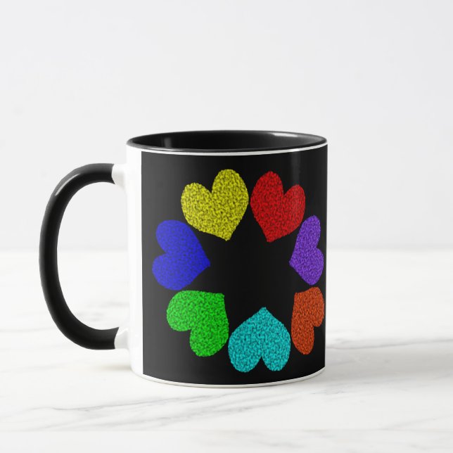 Floral Rainbow Love Hearts Mug (Left)