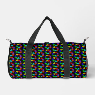 Floral Rainbow Love Hearts Patterned Duffle Bag