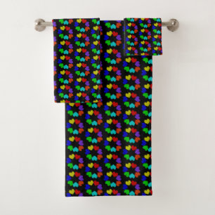 Floral Rainbow Love Hearts Patterned Towels