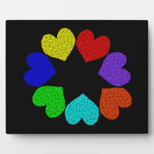 Floral Rainbow Love Hearts Plaque